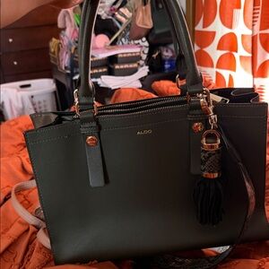 Aldo Dark Green Satchel with Tassel